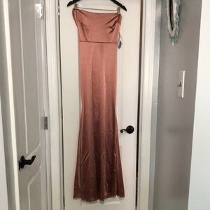 Windsor Satin Strapless Gown - Rose Gold